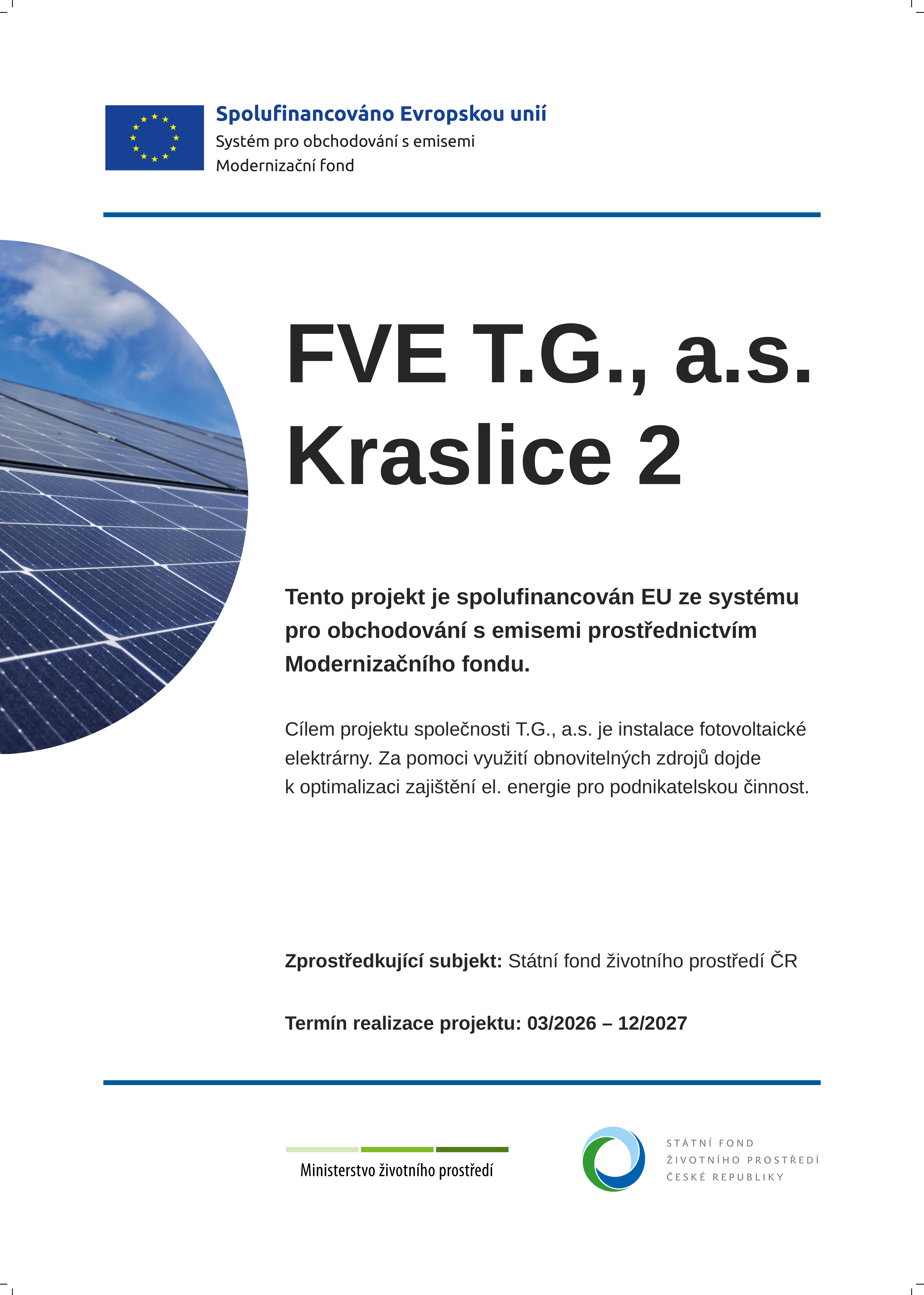 Fotovoltaické systémy společnosti T. G., a. s.