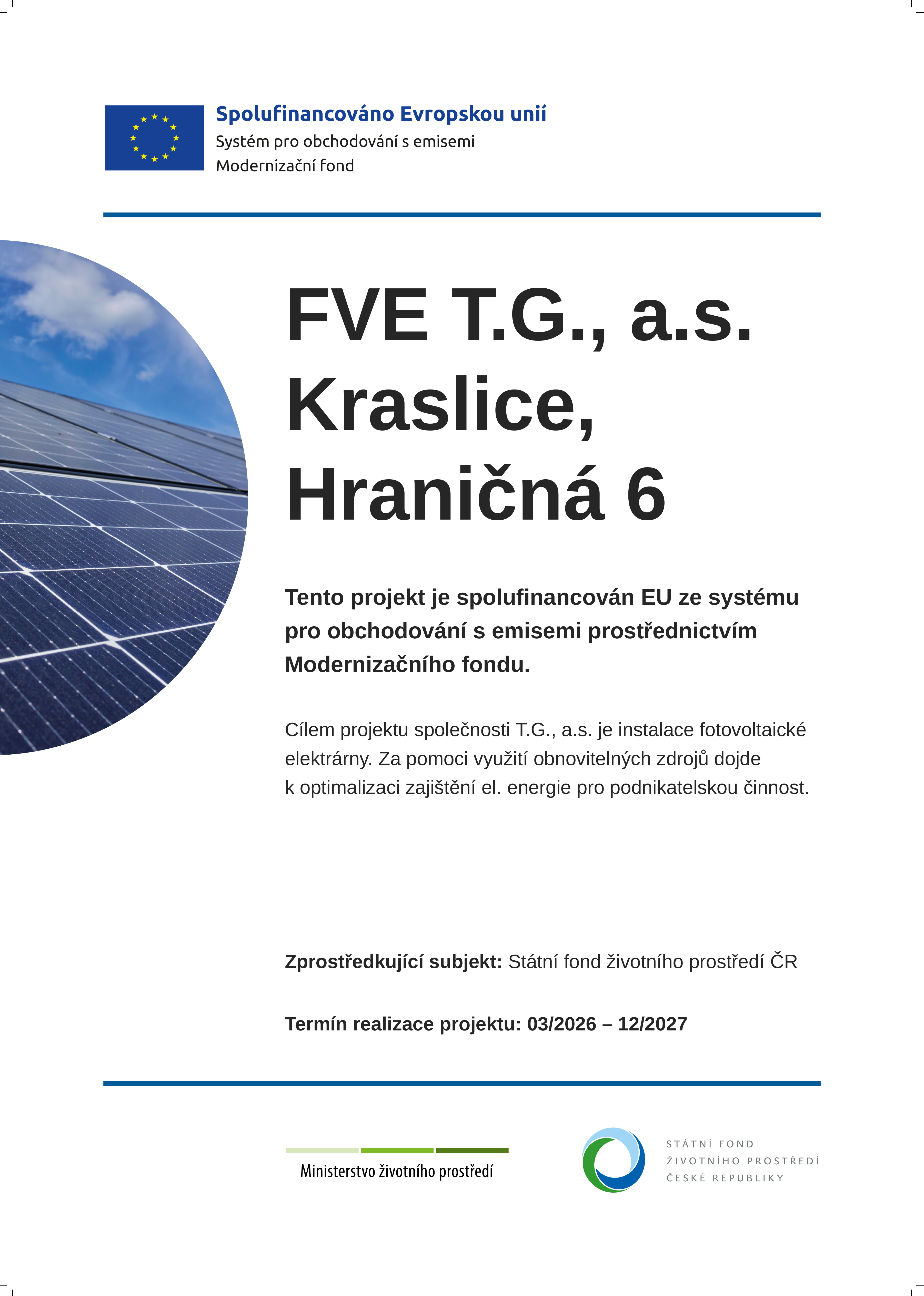Fotovoltaické systémy společnosti T. G., a. s.