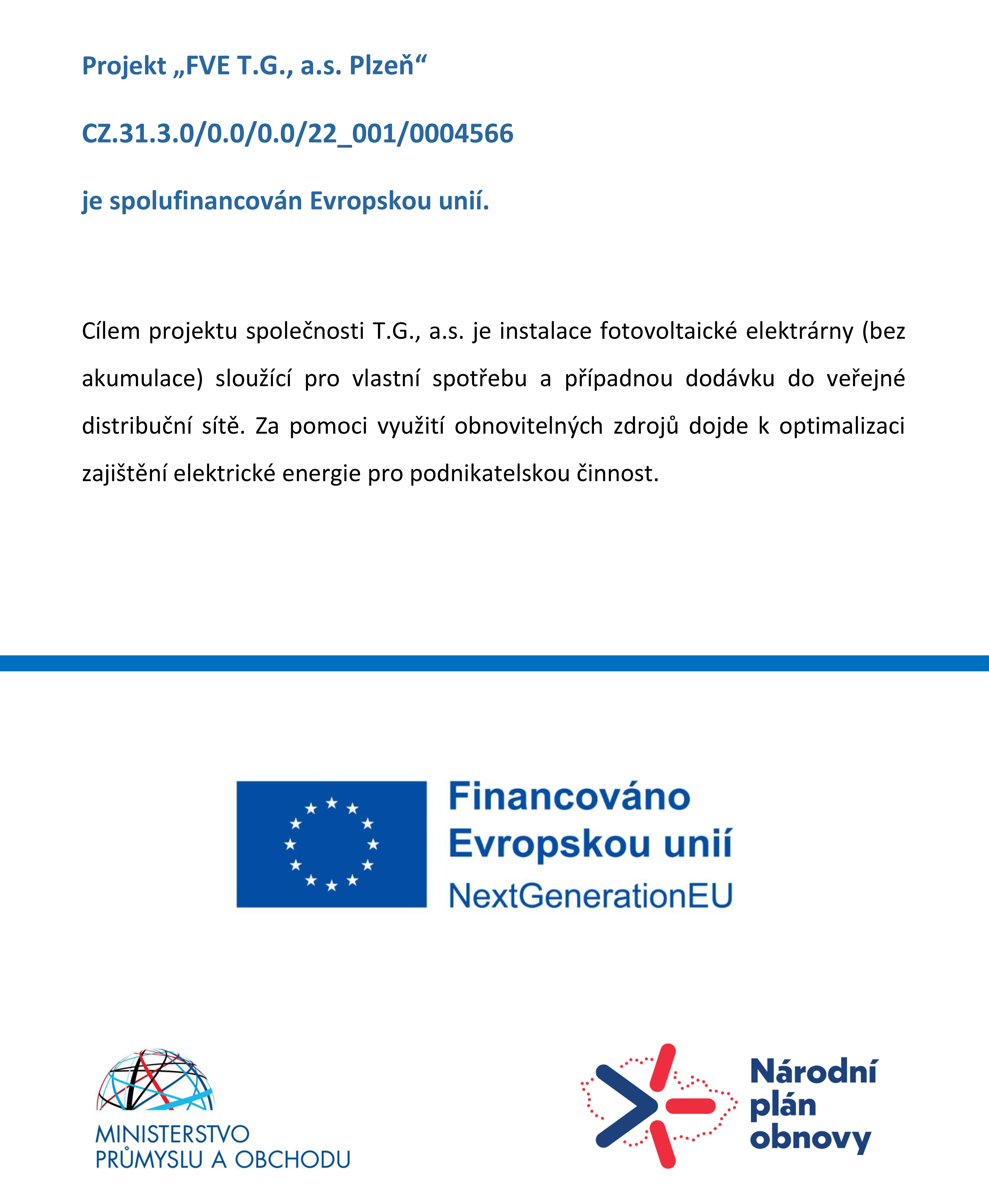 Fotovoltaické systémy společnosti T. G., a. s.