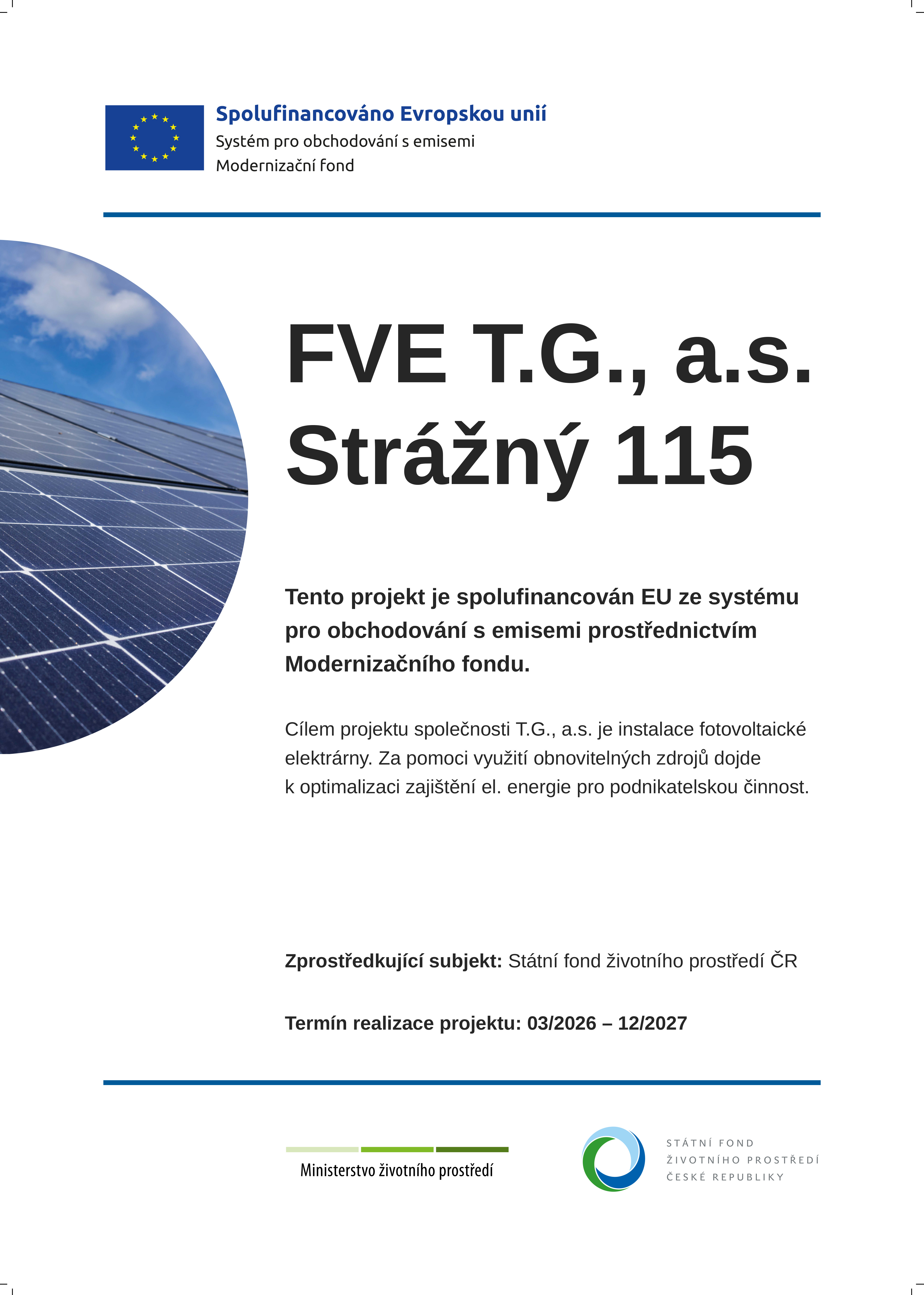 Fotovoltaické systémy společnosti T. G., a. s.